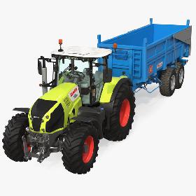 Claas Axion 800 with Maupu 18t Trailer Rigged model